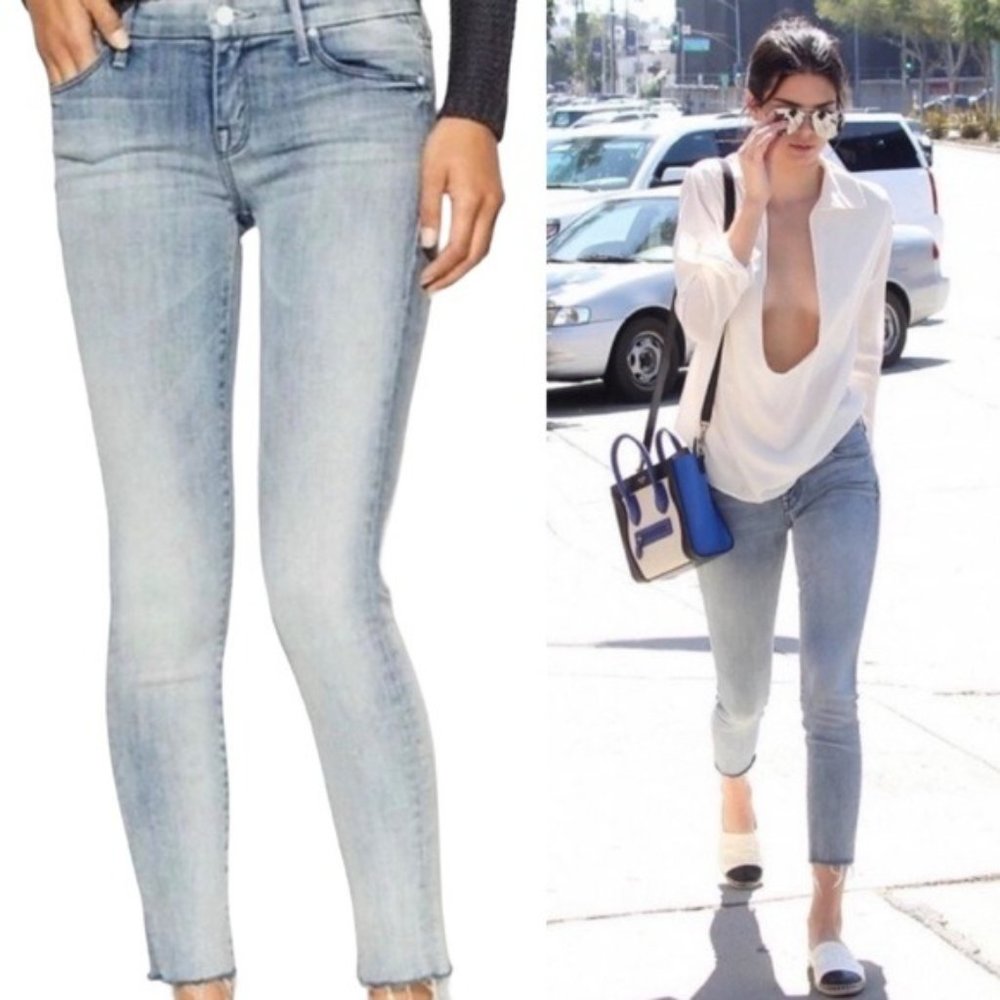 Mother The Looker Ankle Fray Clear As Day Light Wash Jeans Size 27